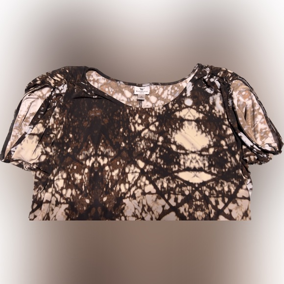 WORTHINGTON | XL | Womens | stretchy blouse | dark brown/tan/white - Picture 3 of 7